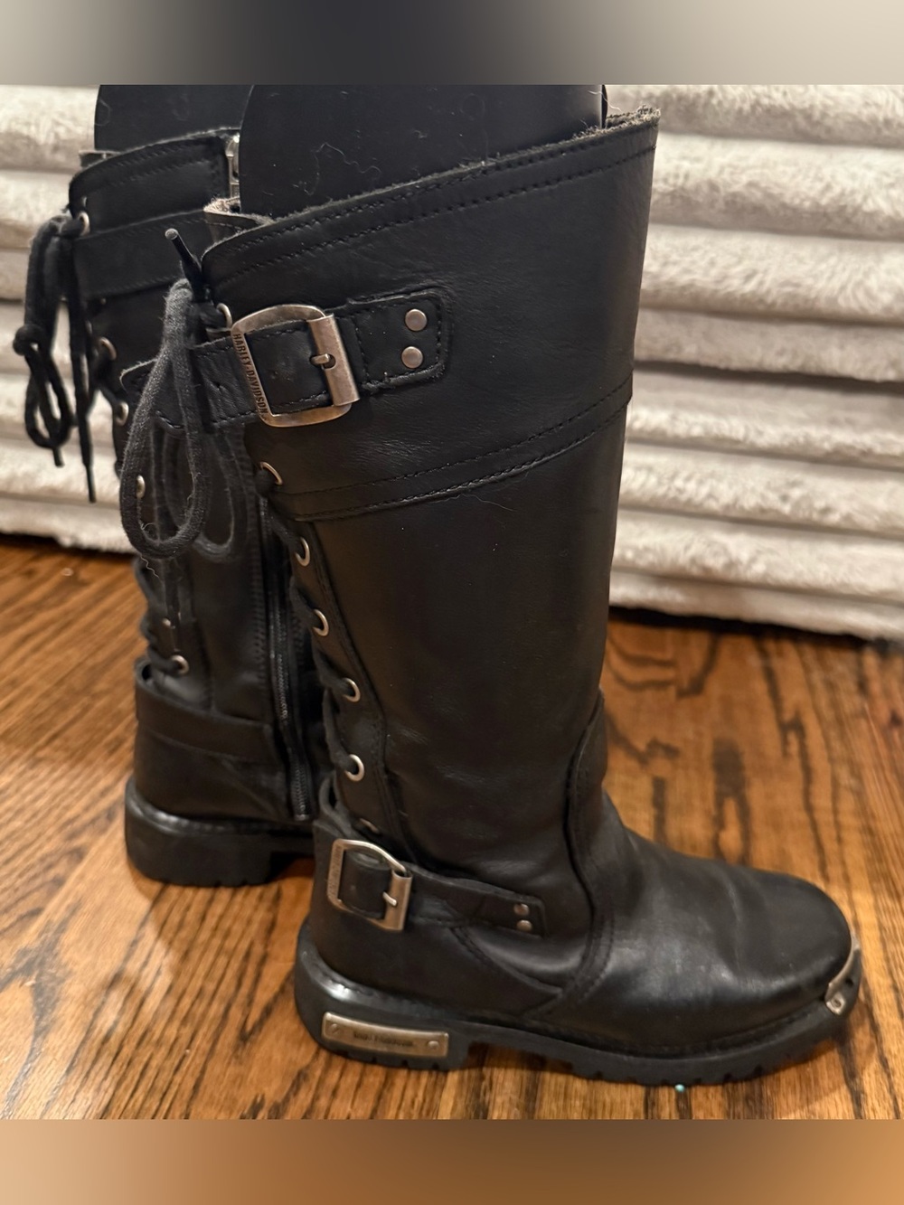 Harley Davison Alexa Back Lace Mid Calf Riding Boot. Size 6.5